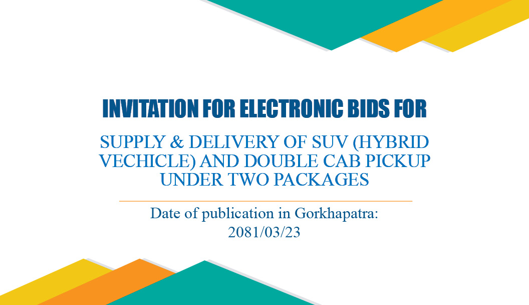Invitation for Electronic Bids for SUPPLY & DELIVERY OF SUV (HYBRID VECHICLE) AND DOUBLE CAB PICKUP UNDER TWO PACKAGES