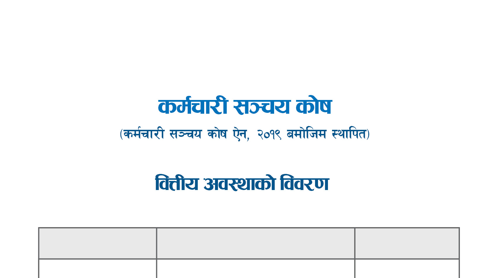 कर्मचारी सञ्चय कोष, वित्तीय अवस्थाको विवरण