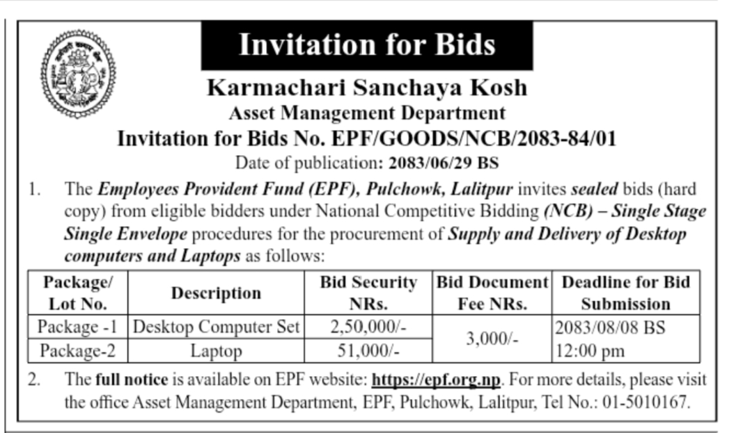 KSK Invitation for Bids-2083-06-29